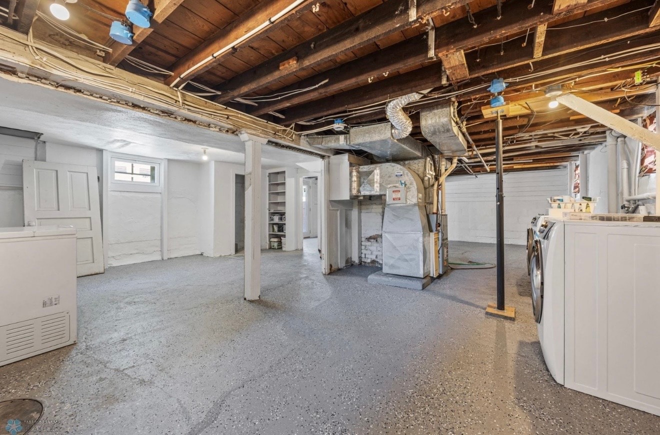Miscellaneous — unfinished basement with laundry and HVAC systems
